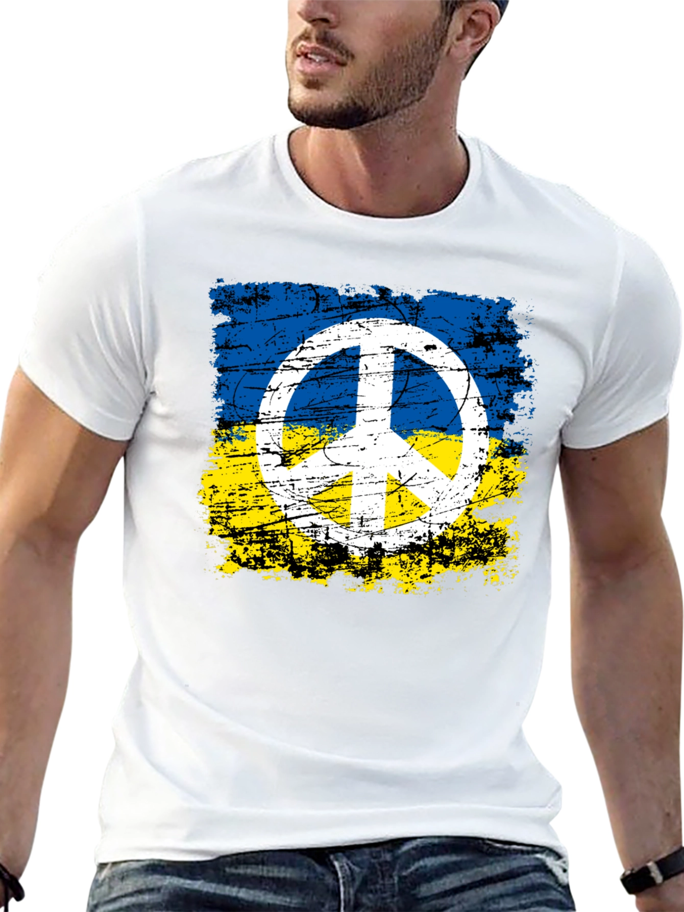 Ukraine Flag Peace Sign Graphic Tee