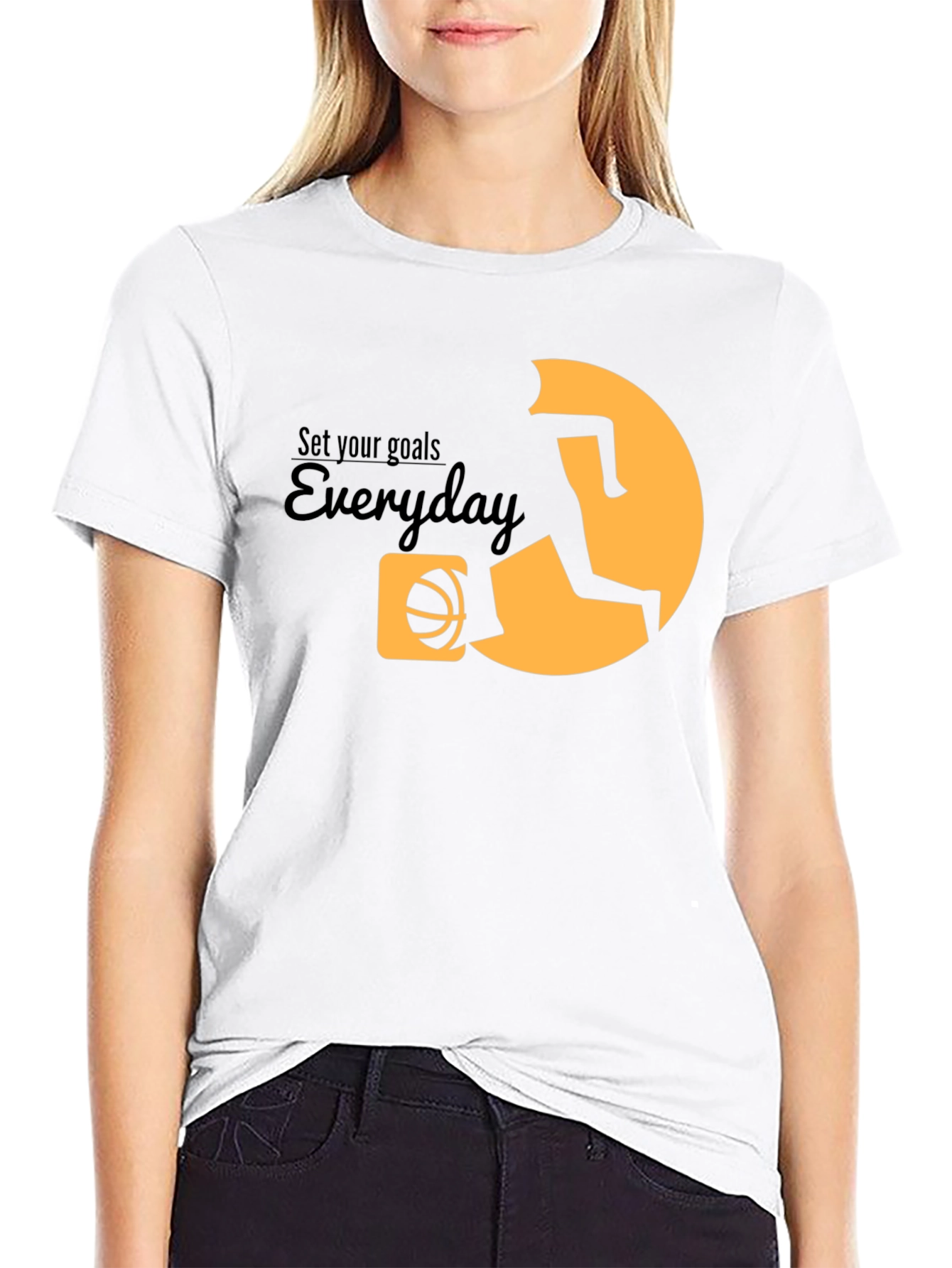 Set Your Goals Everyday Black Graphic Tee