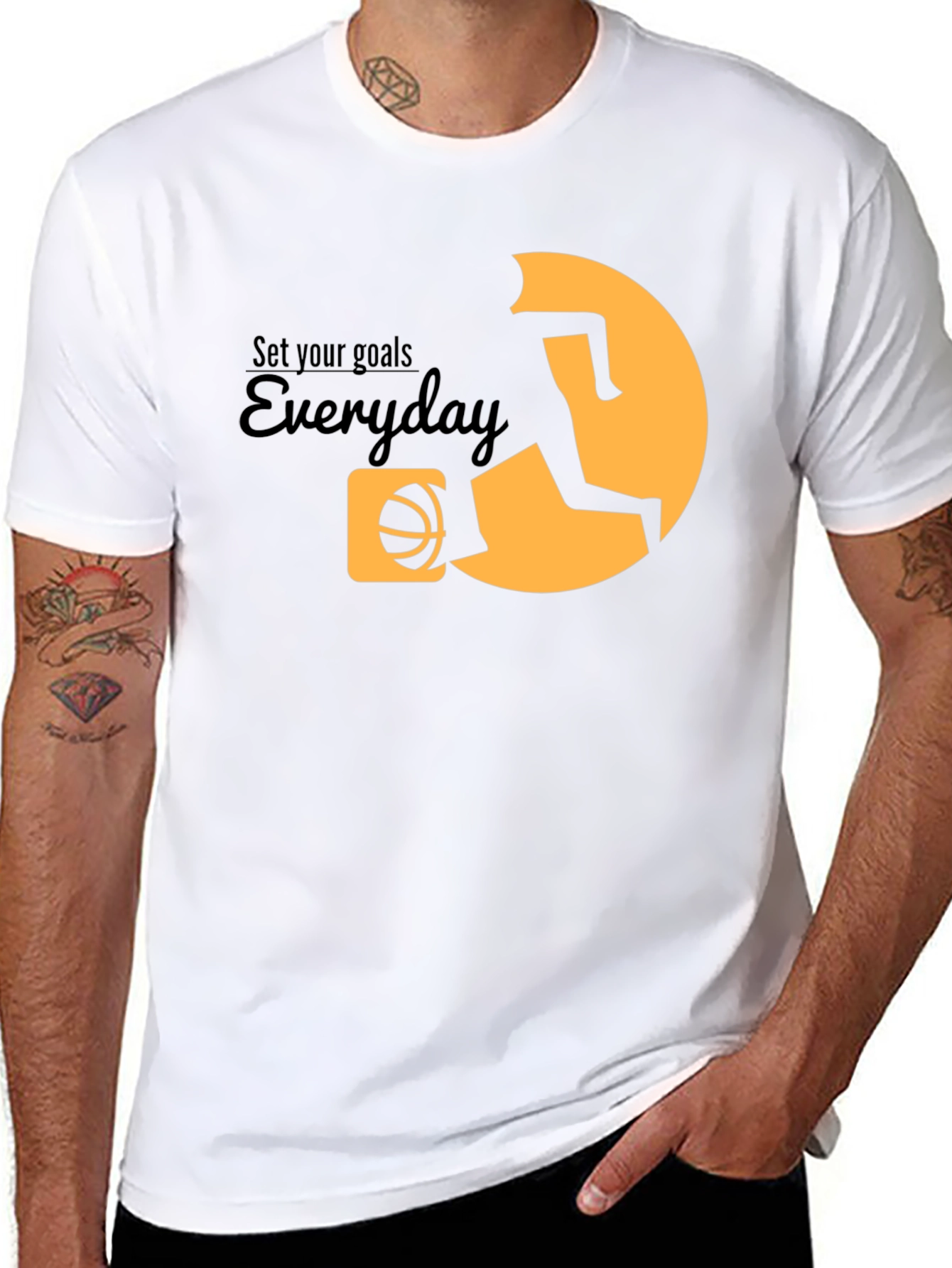 Set Your Goals Everyday Black Graphic Tee