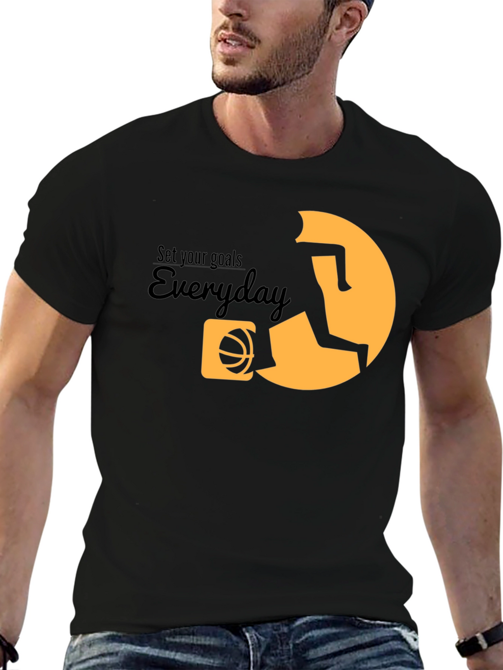 Set Your Goals Everyday Black Graphic Tee