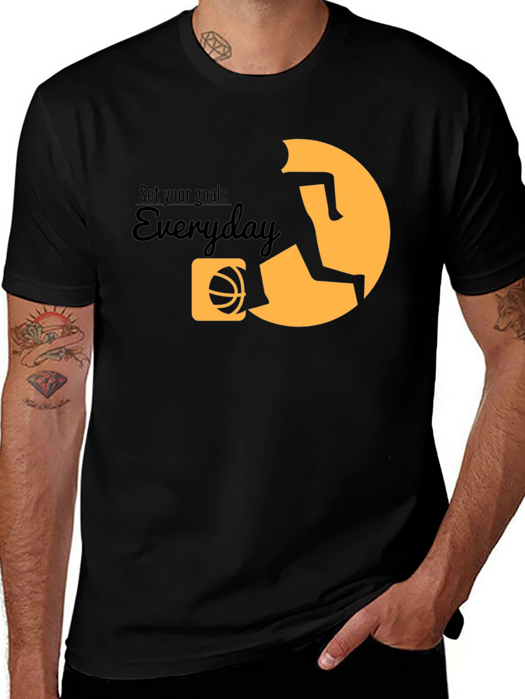 Set Your Goals Everyday Black Graphic Tee