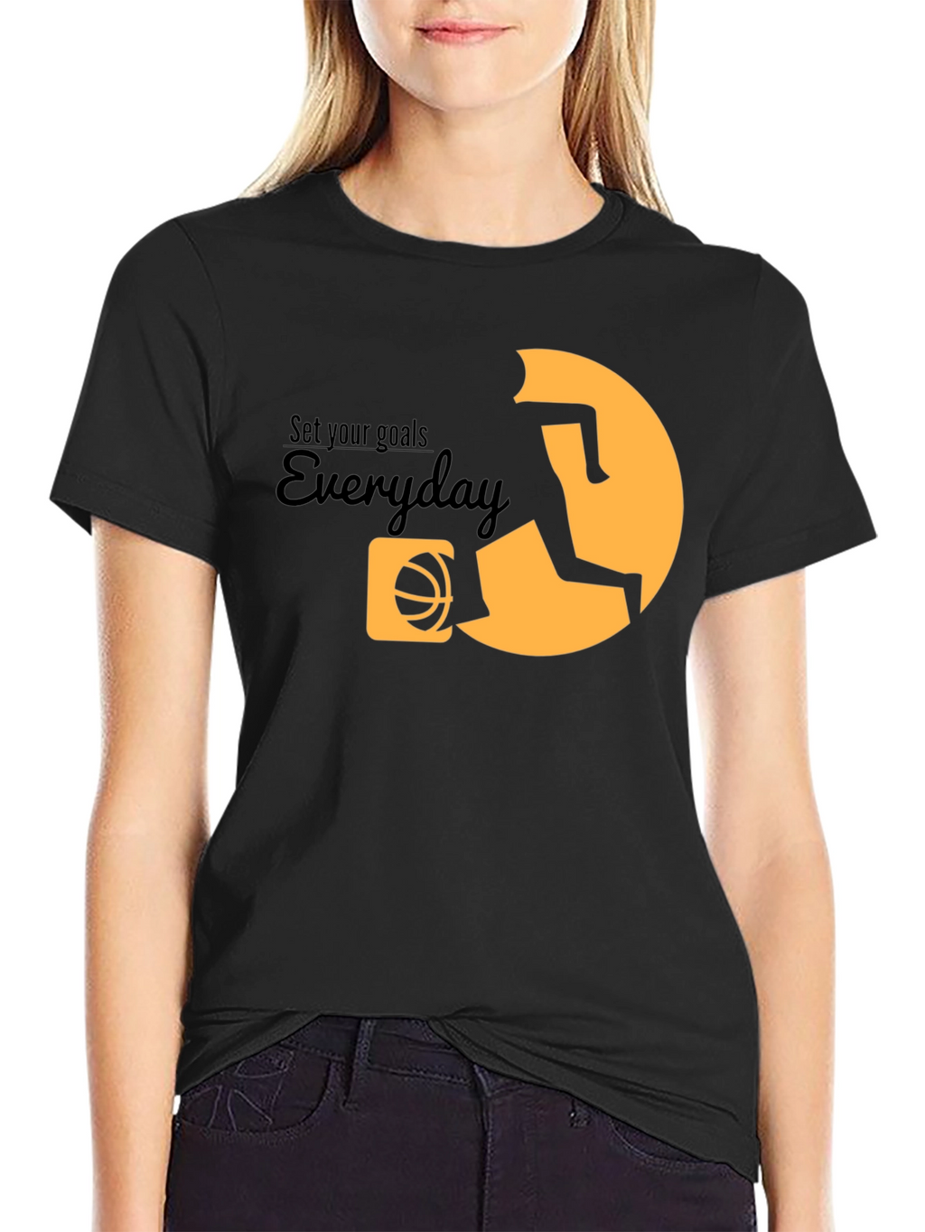 Set Your Goals Everyday Black Graphic Tee