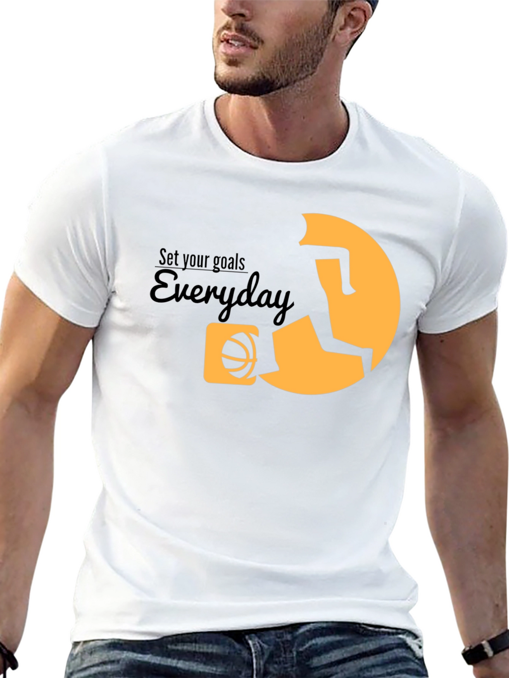 Set Your Goals Everyday Black Graphic Tee