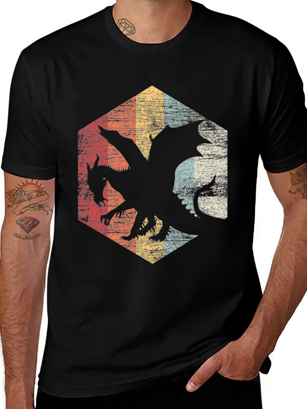 Retro Dragon Hexagon Tee