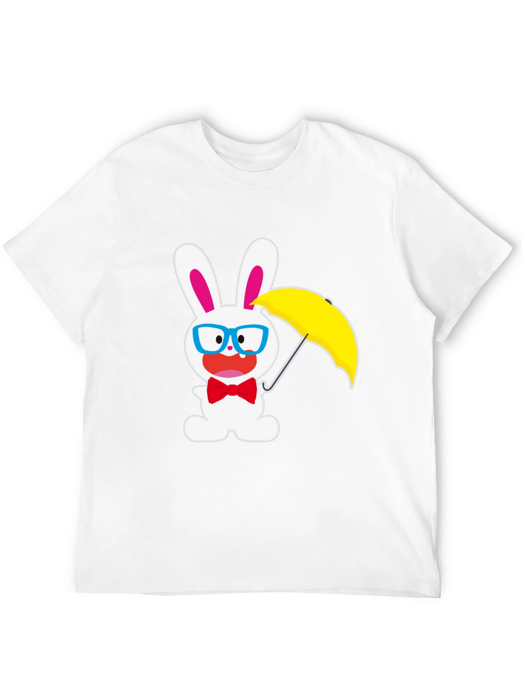 Funny Bunny T-Shirt: White Rabbit with Glasses & Umbrella