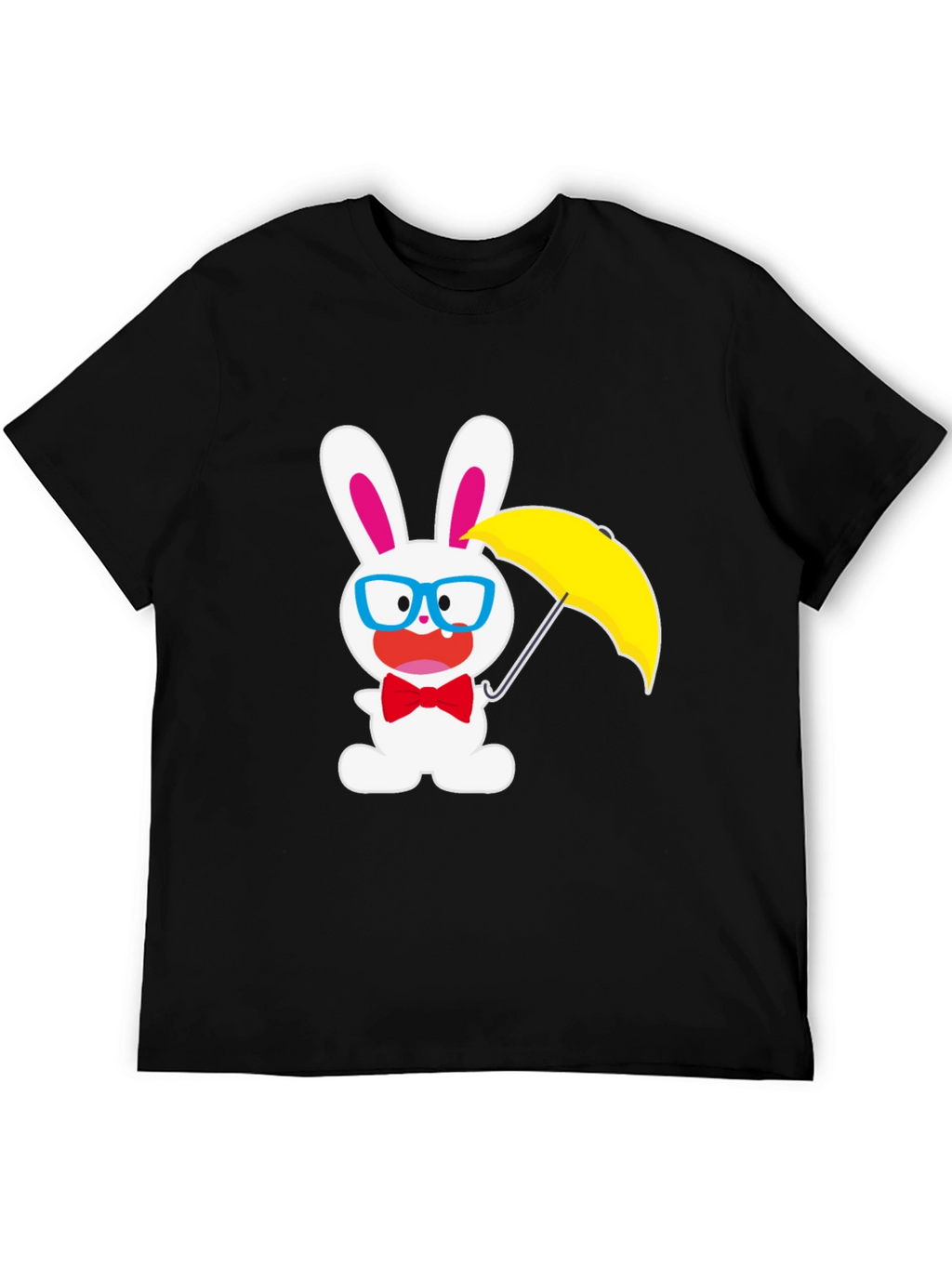 Funny Bunny T-Shirt: White Rabbit with Glasses & Umbrella