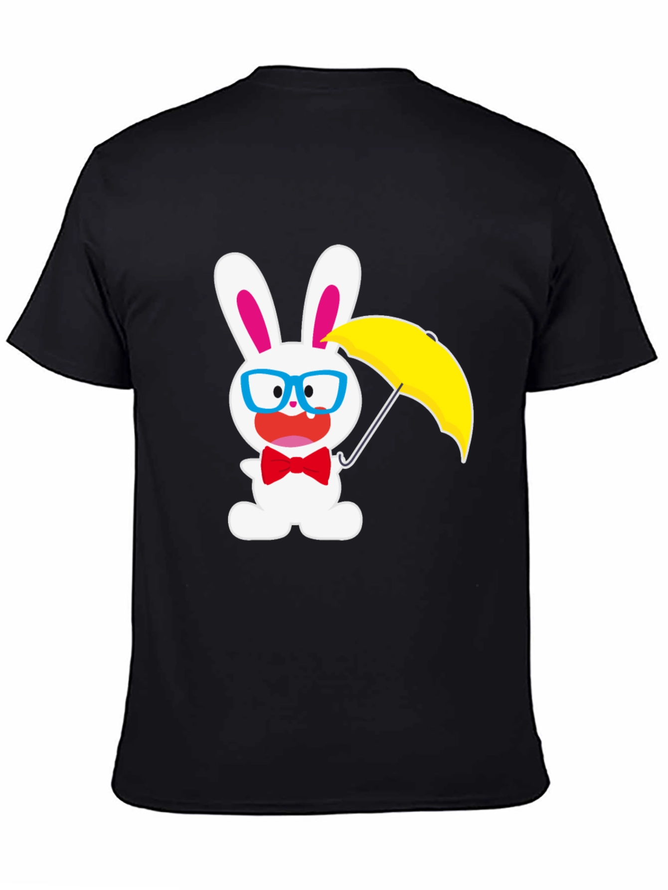 Funny Bunny T-Shirt: White Rabbit with Glasses & Umbrella