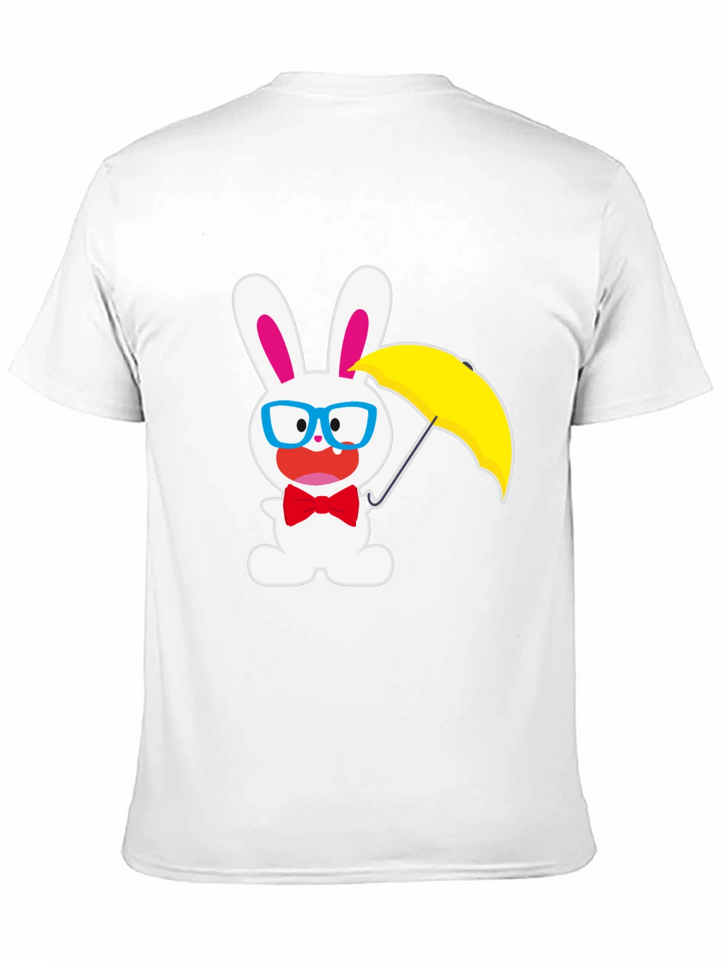 Funny Bunny T-Shirt: White Rabbit with Glasses & Umbrella