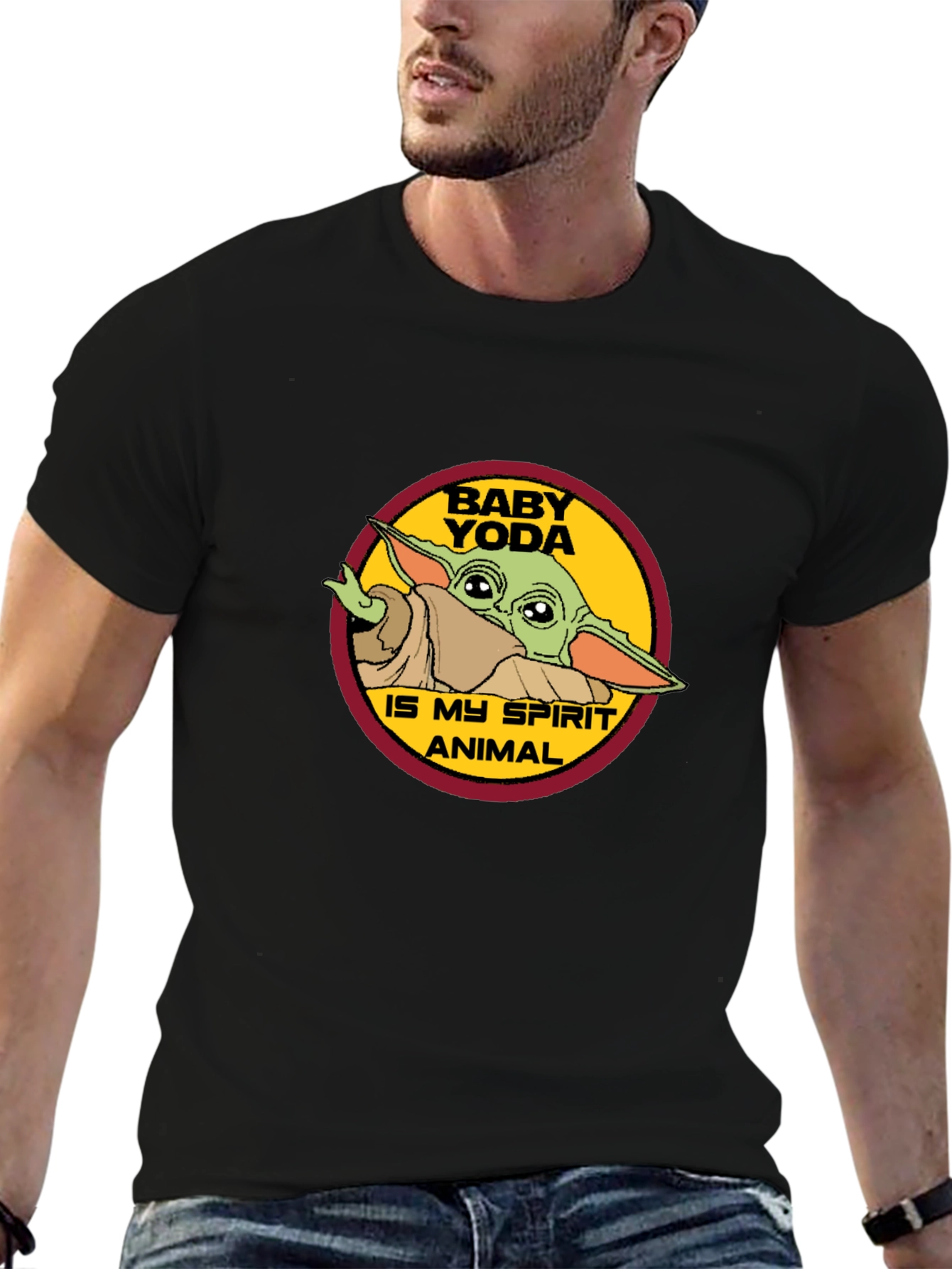 Baby Yoda Spirit Animal Black T-Shirt