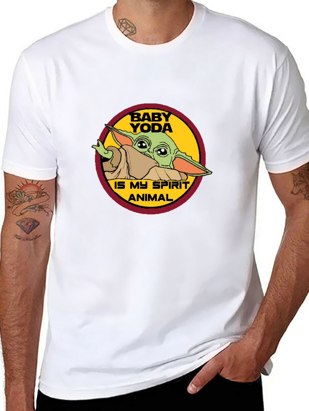 Baby Yoda Spirit Animal Black T-Shirt