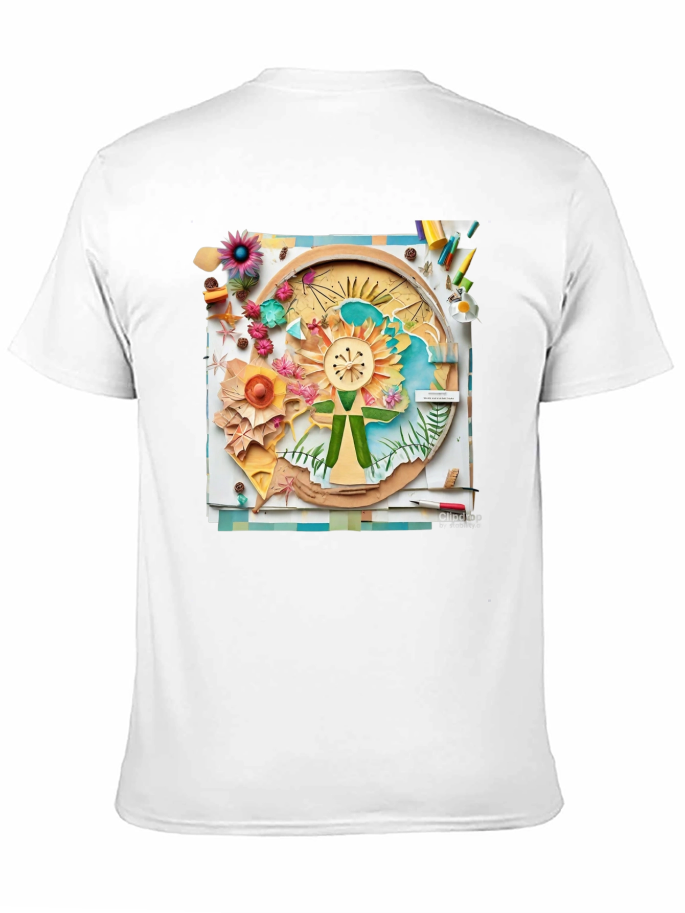 Floral Collage Print Black Tee
