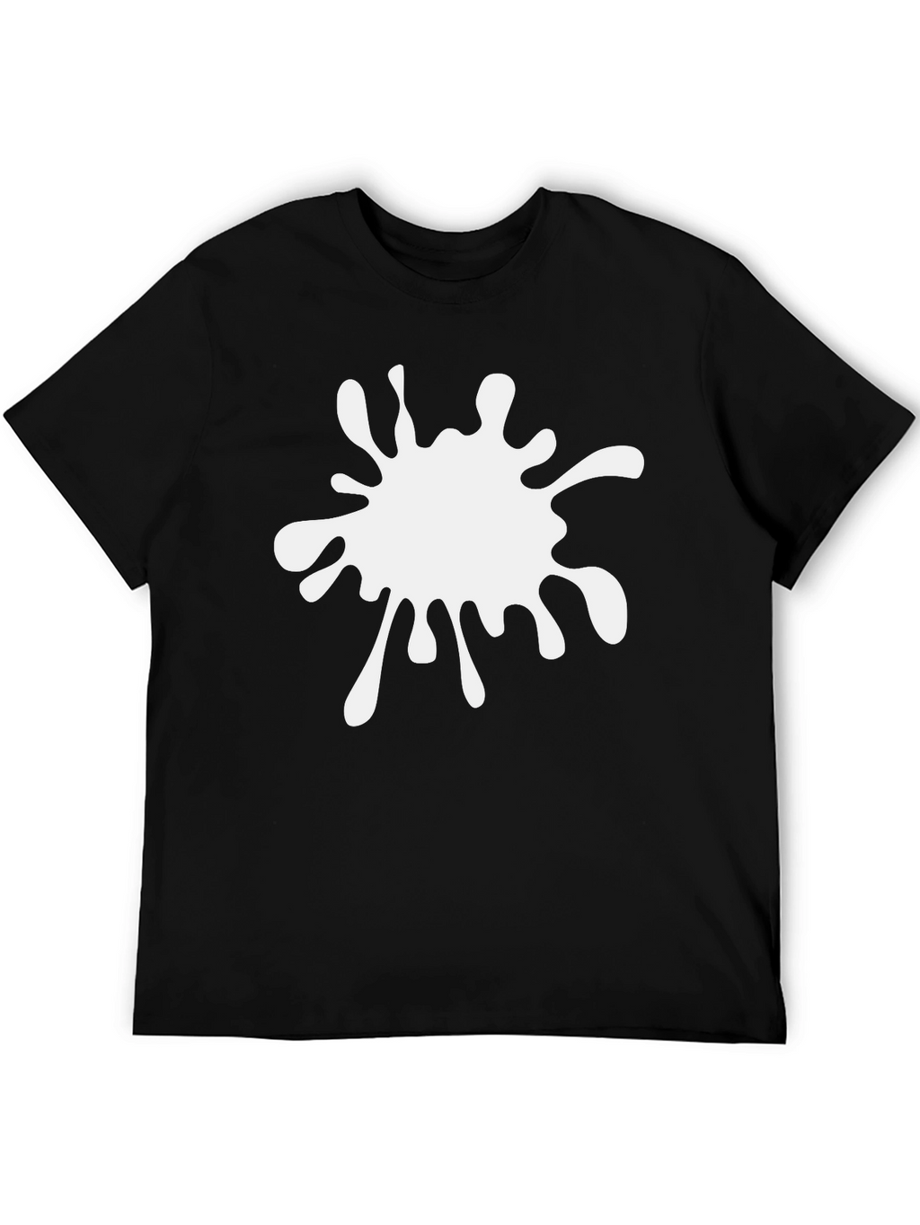 Black T-Shirt with White Paint Splatter Graphic