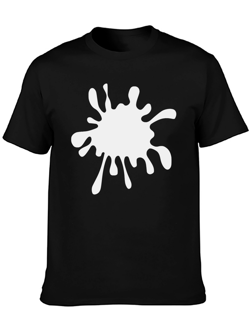 Black T-Shirt with White Paint Splatter Graphic