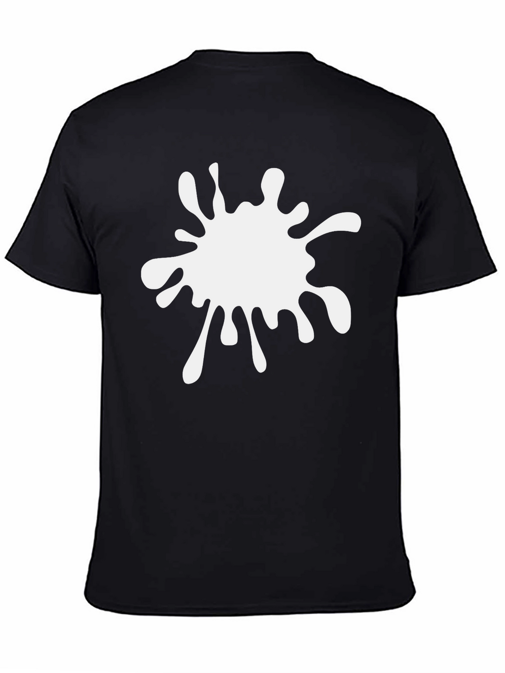 Black T-Shirt with White Paint Splatter Graphic