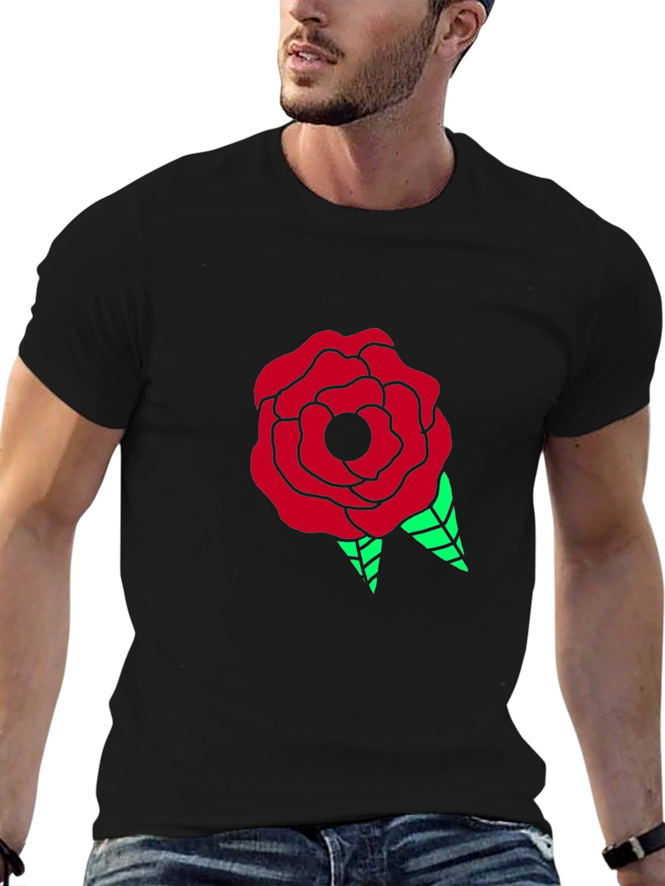 Rose Graphic Black Tee