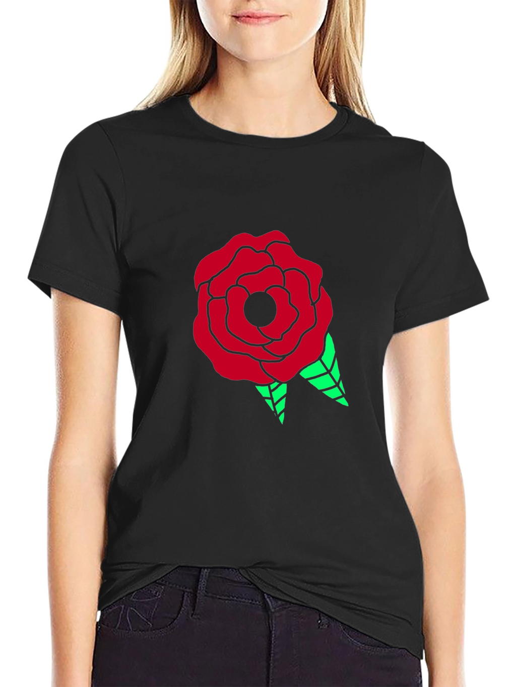 Rose Graphic Black Tee