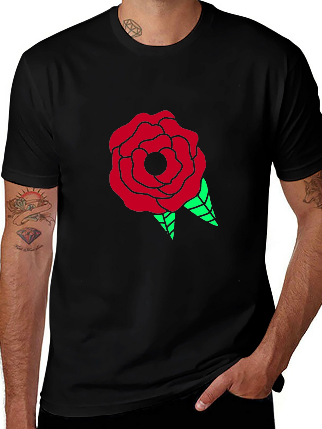 Rose Graphic Black Tee