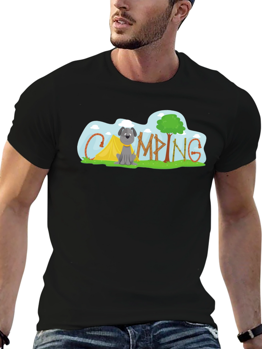 Camping Dog Tee - Adventure Awaits!