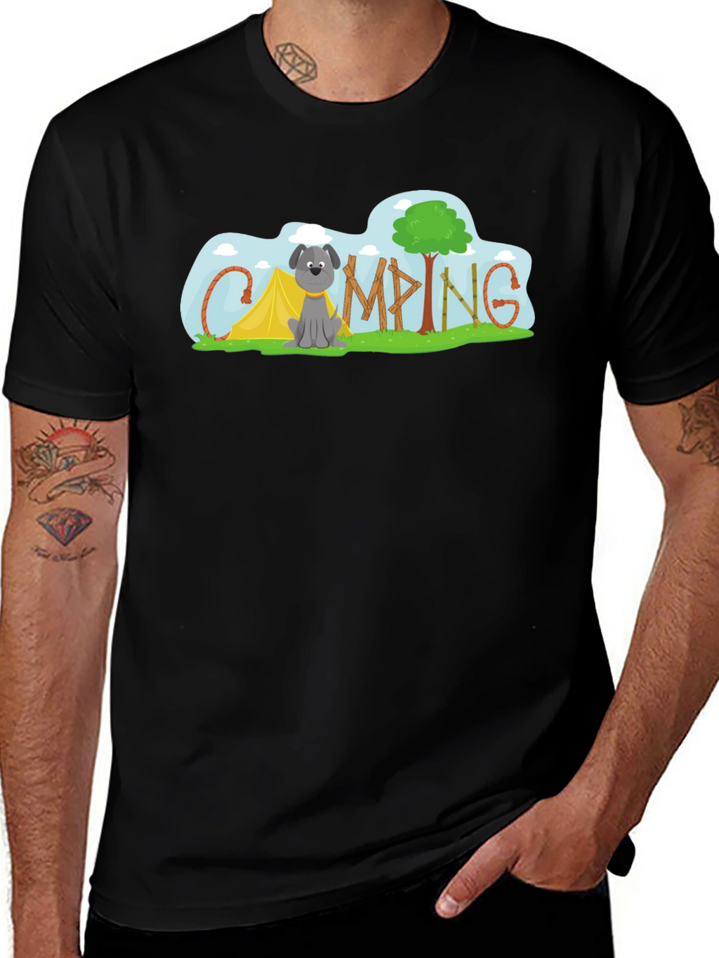 Camping Dog Tee - Adventure Awaits!