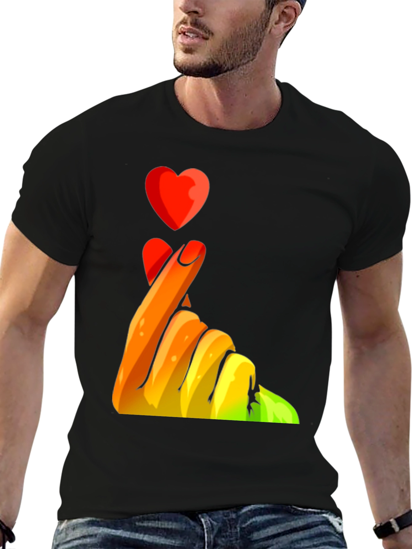 Heart Fingers Graphic Tee - Express Your Love!