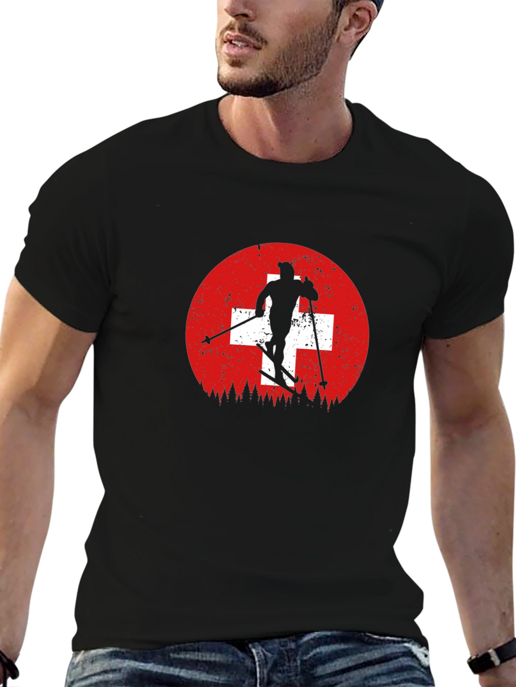 Swiss Skier T-Shirt - Mountain Adventure