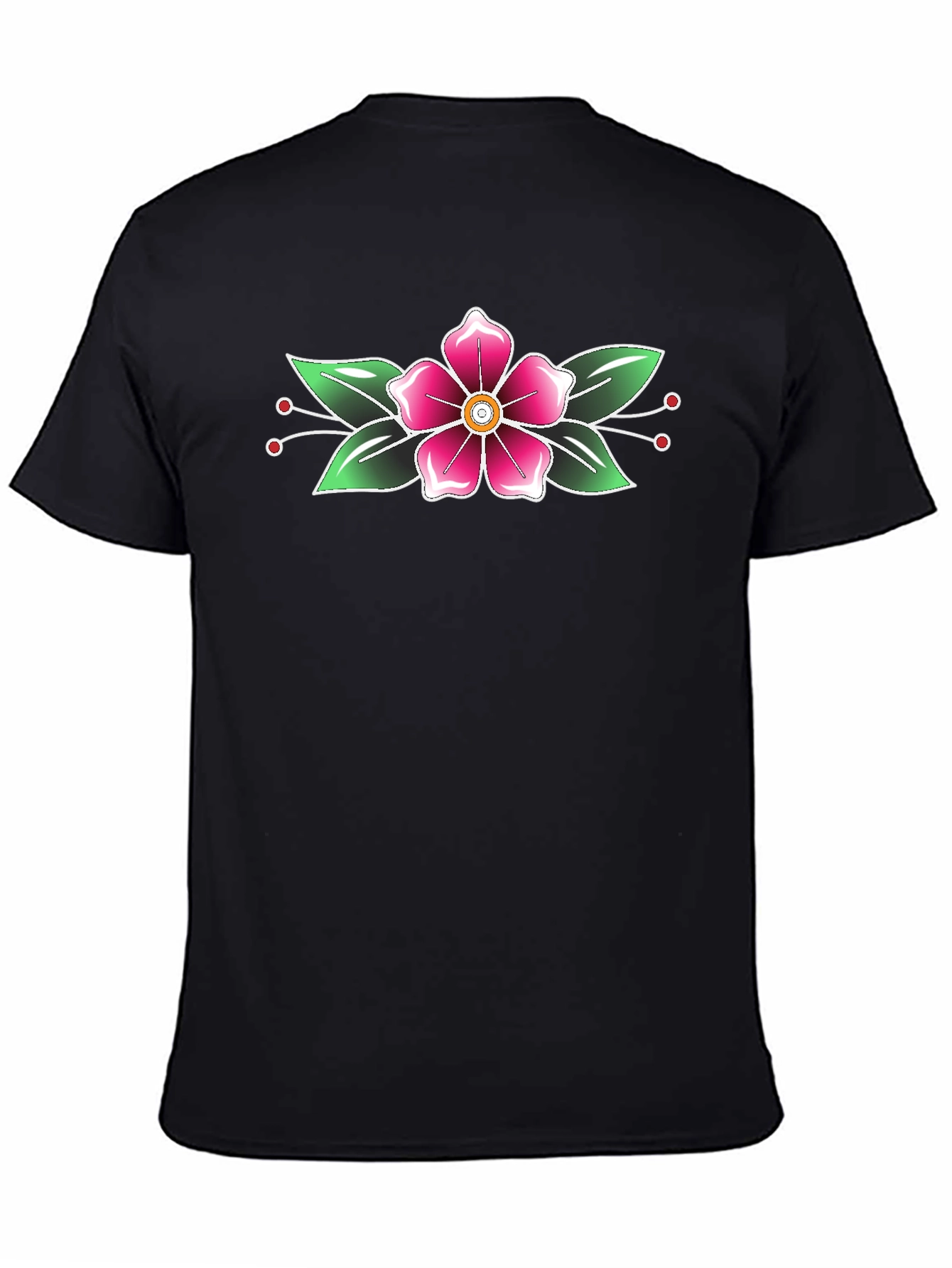 Floral Tattoo Print Black T-Shirt