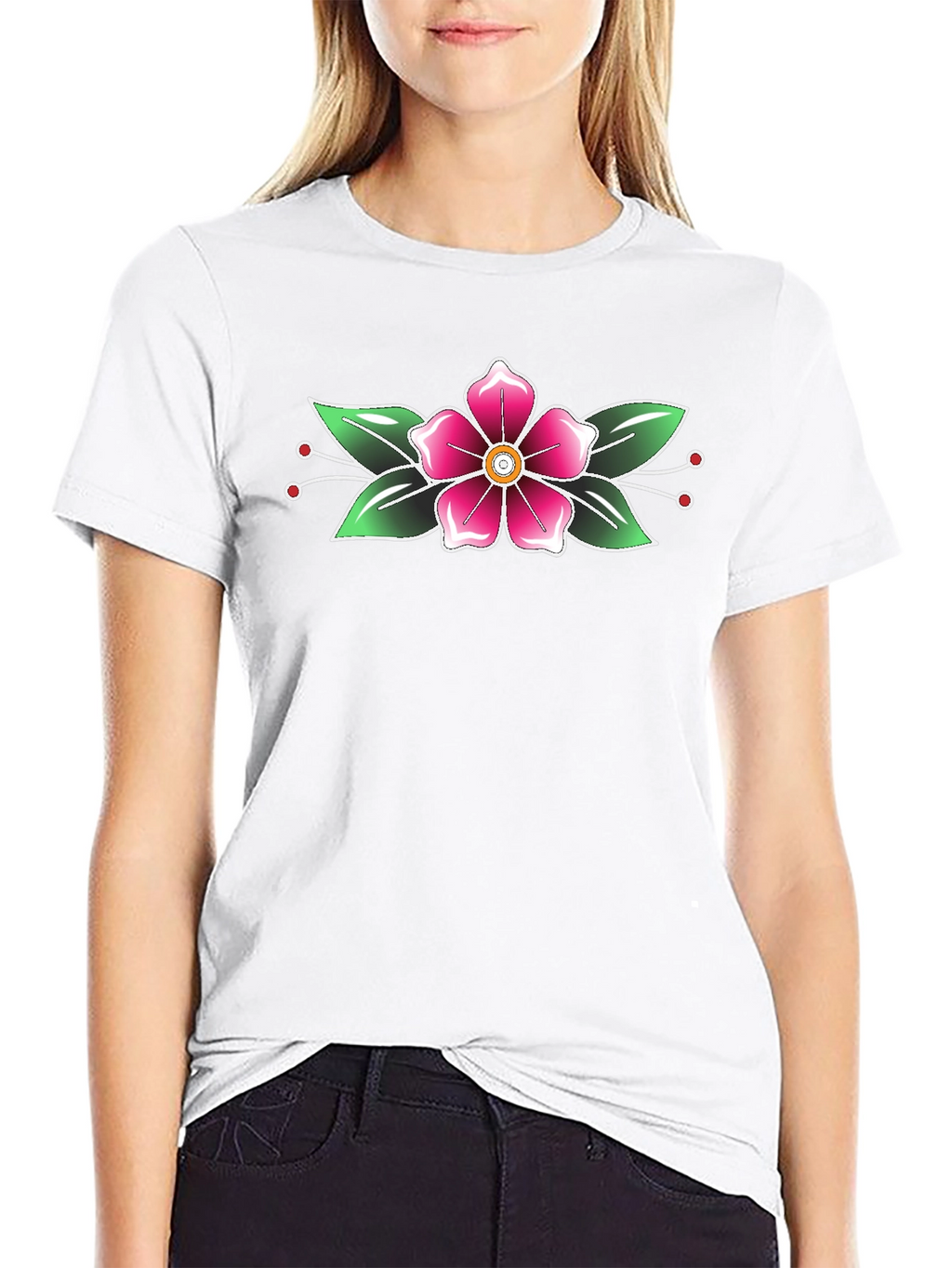 Floral Tattoo Print Black T-Shirt