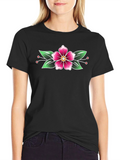 Floral Tattoo Print Black T-Shirt