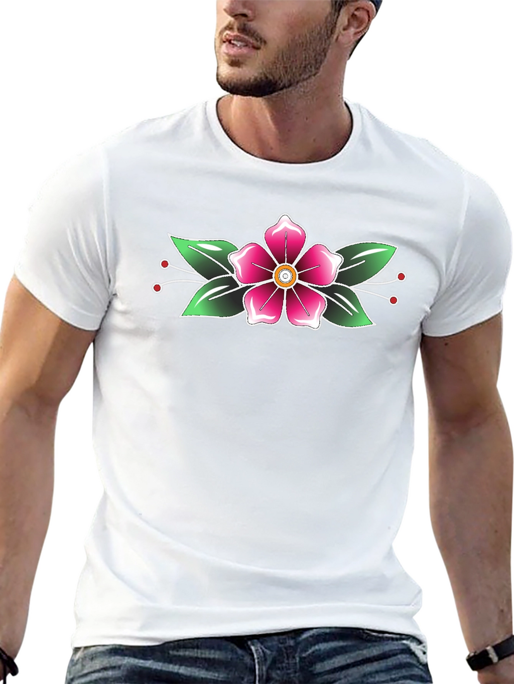 Floral Tattoo Print Black T-Shirt
