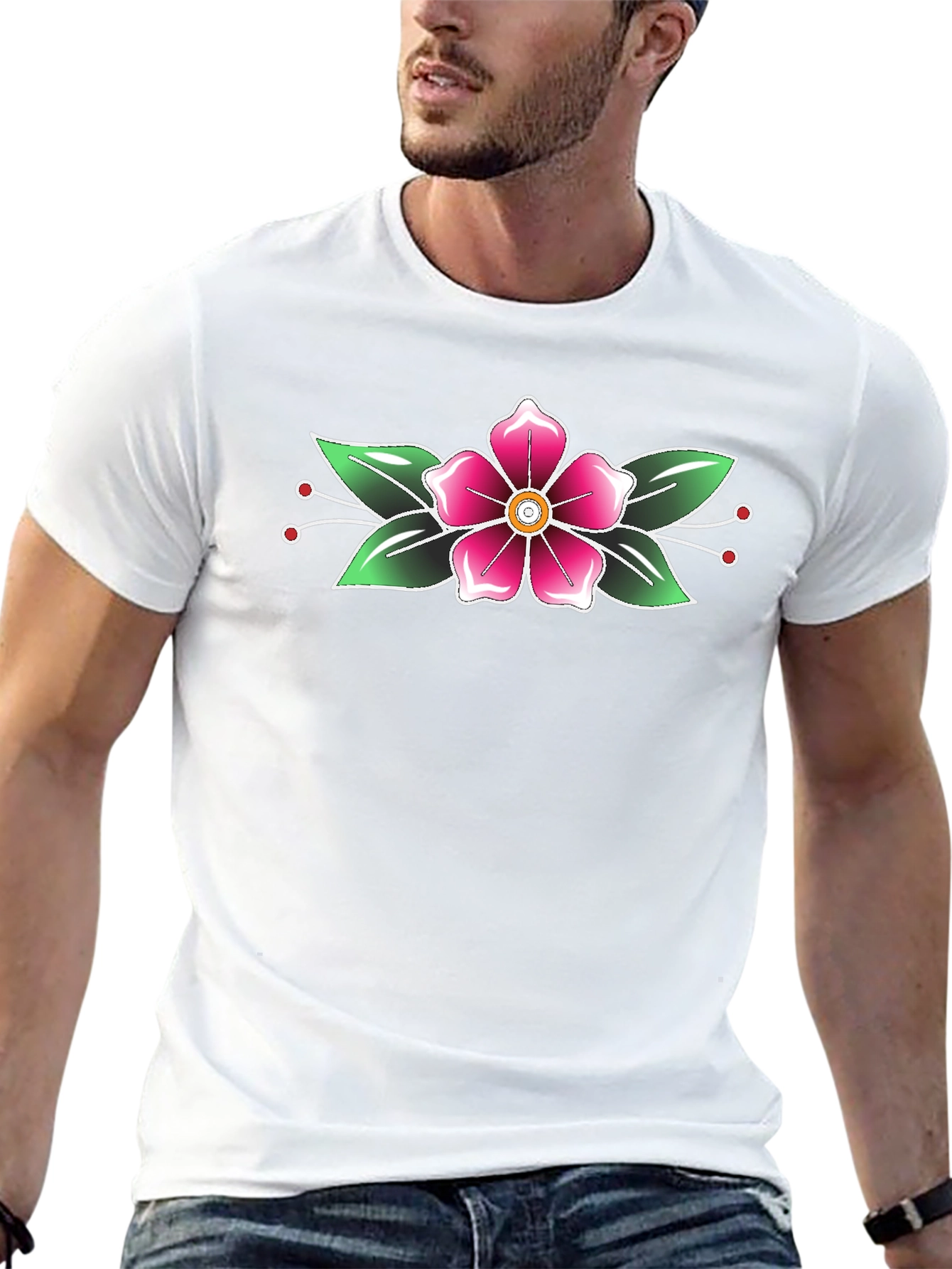 Floral Tattoo Print Black T-Shirt