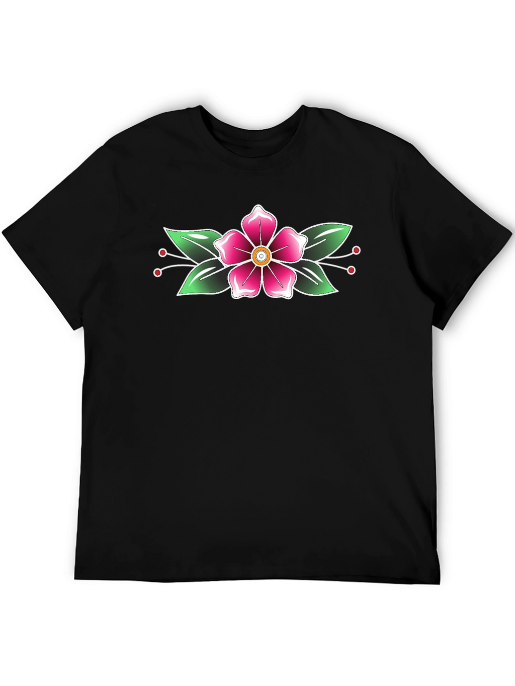 Floral Tattoo Print Black T-Shirt