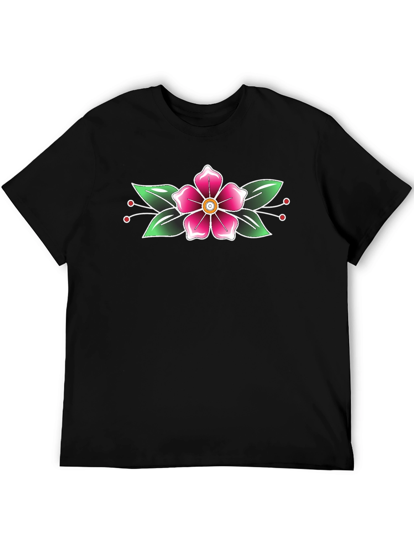 Floral Tattoo Print Black T-Shirt