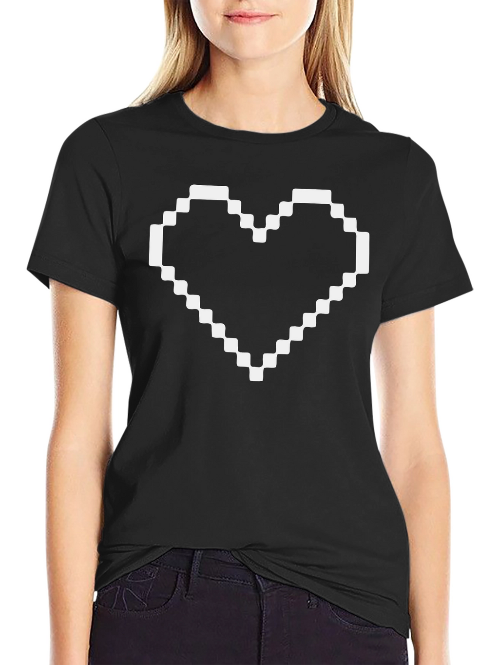 Pixel Heart Graphic Black T-Shirt