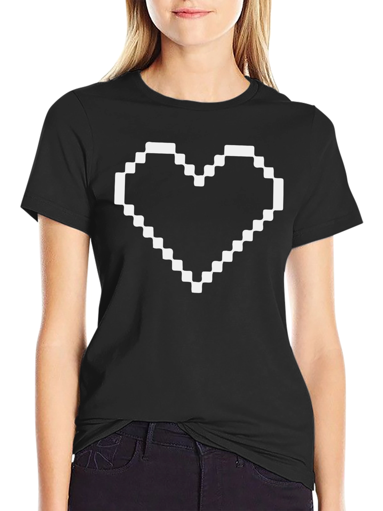 Pixel Heart Graphic Black T-Shirt