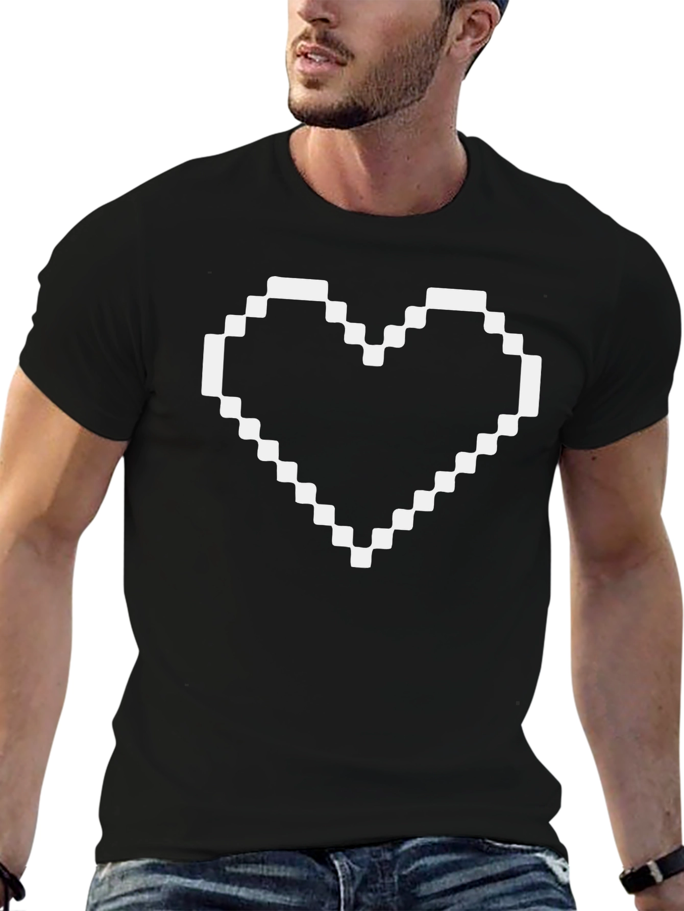 Pixel Heart Graphic Black T-Shirt