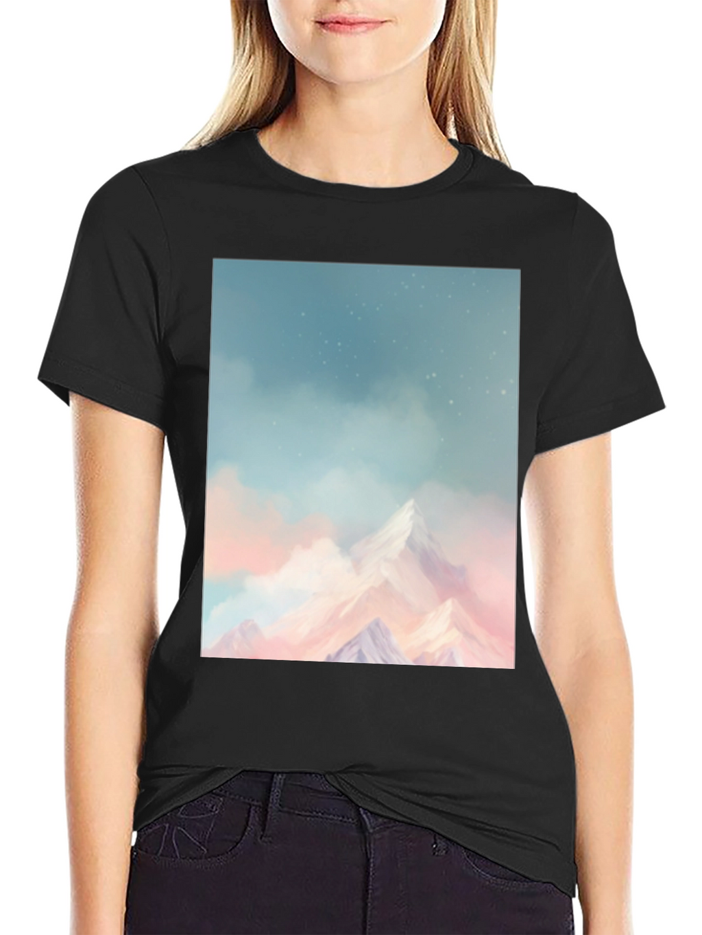 Mountain Dreamscape Graphic Tee - Black