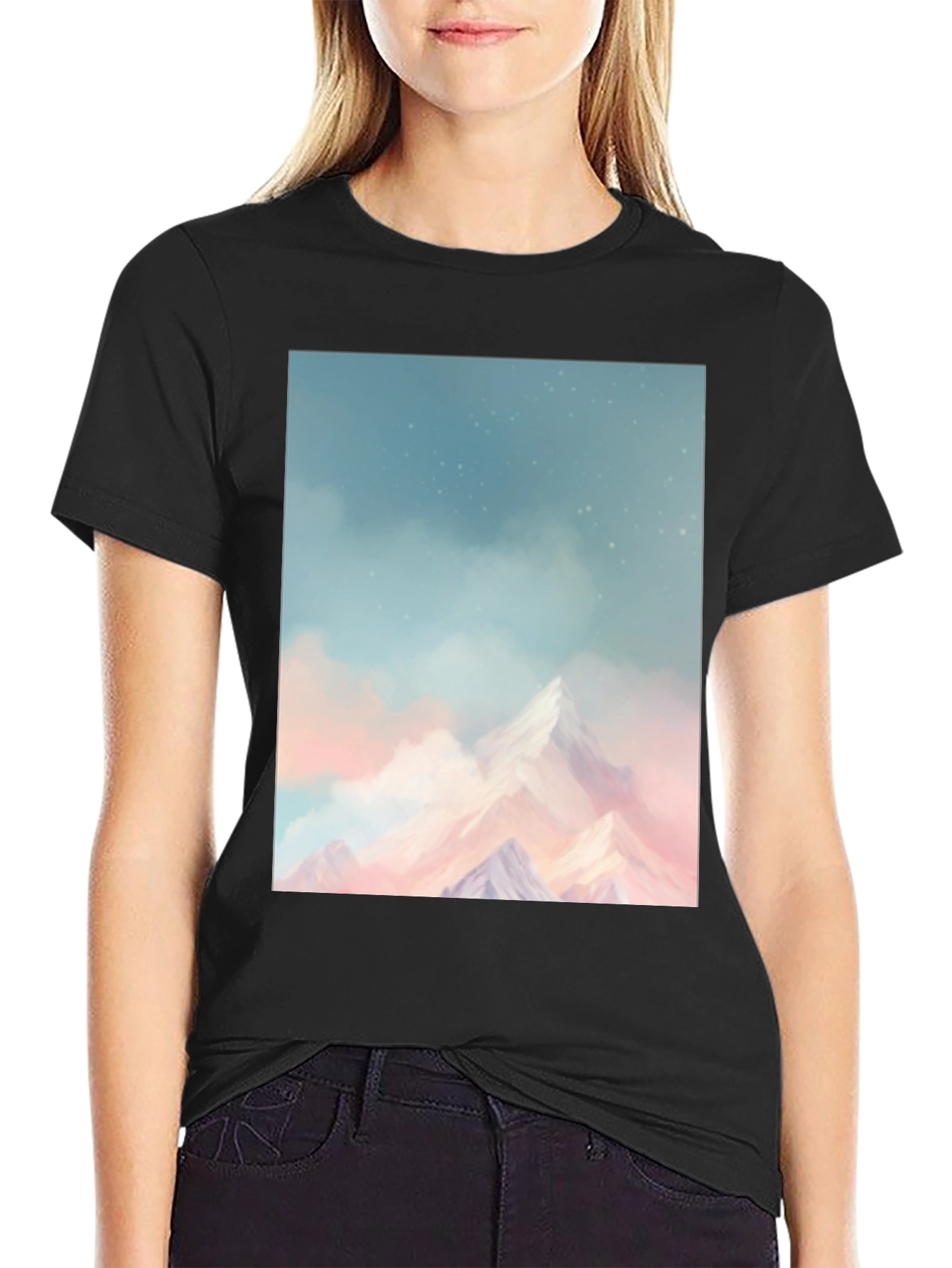 Mountain Dreamscape Graphic Tee - Black