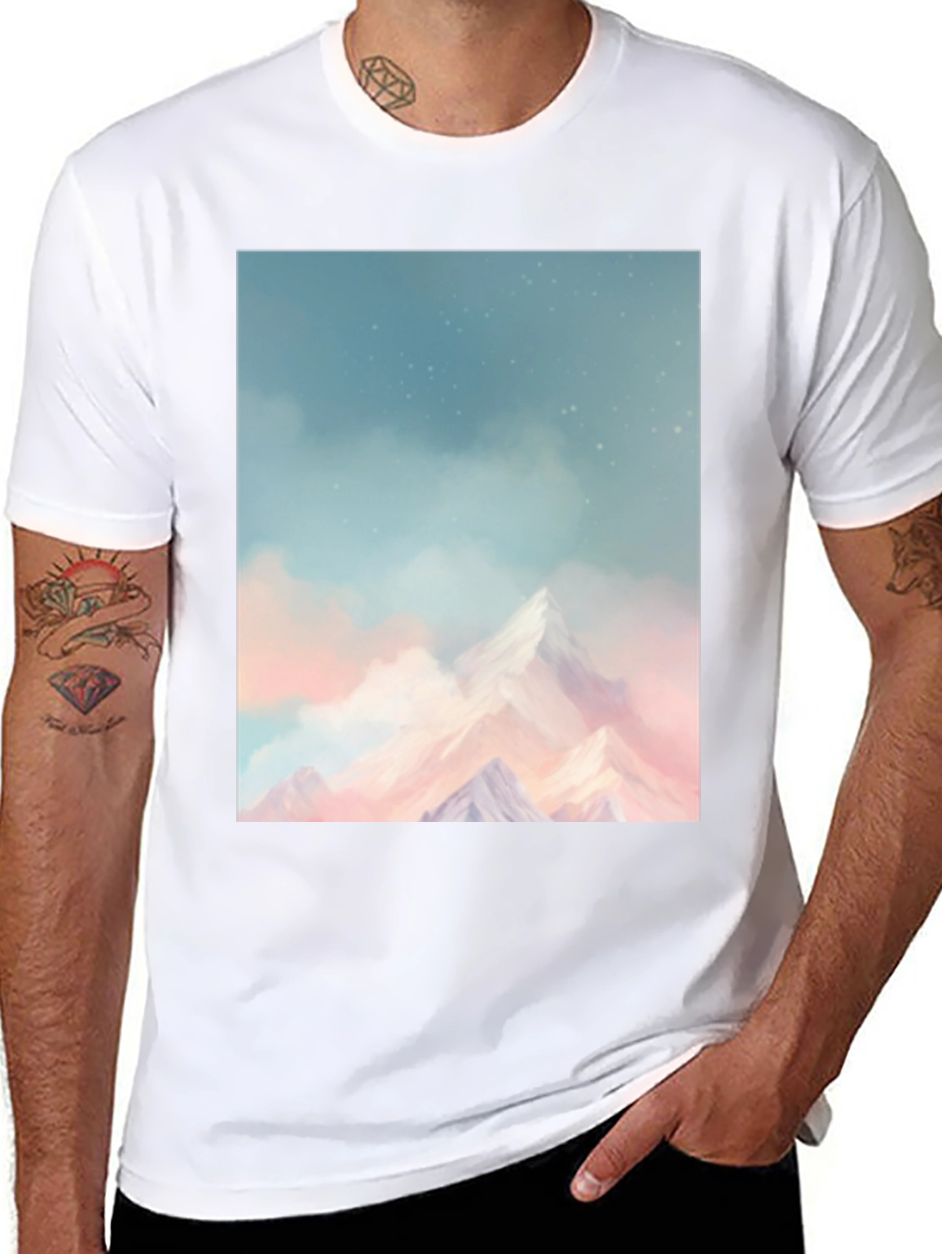 Mountain Dreamscape Graphic Tee - Black