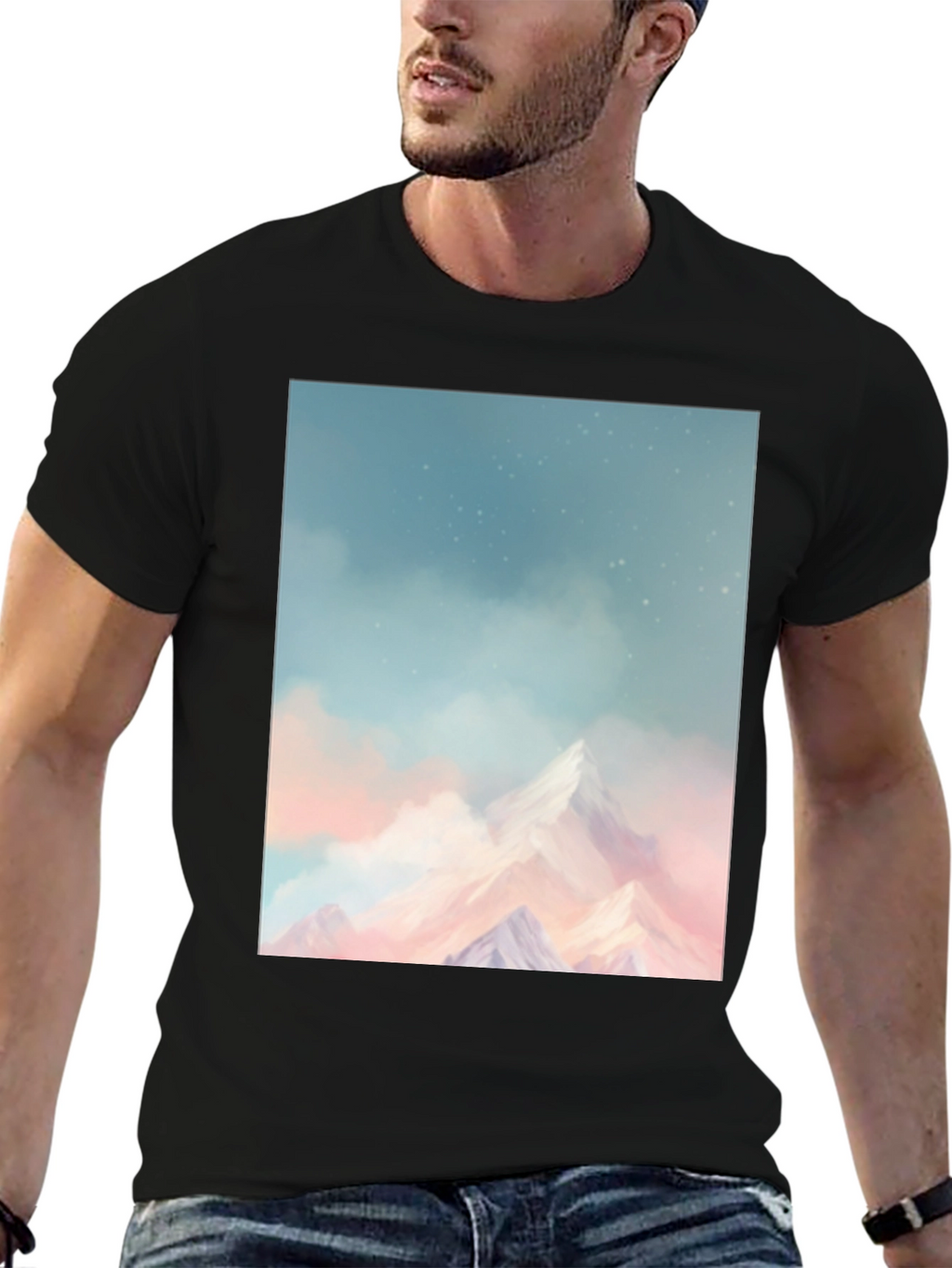 Mountain Dreamscape Graphic Tee - Black