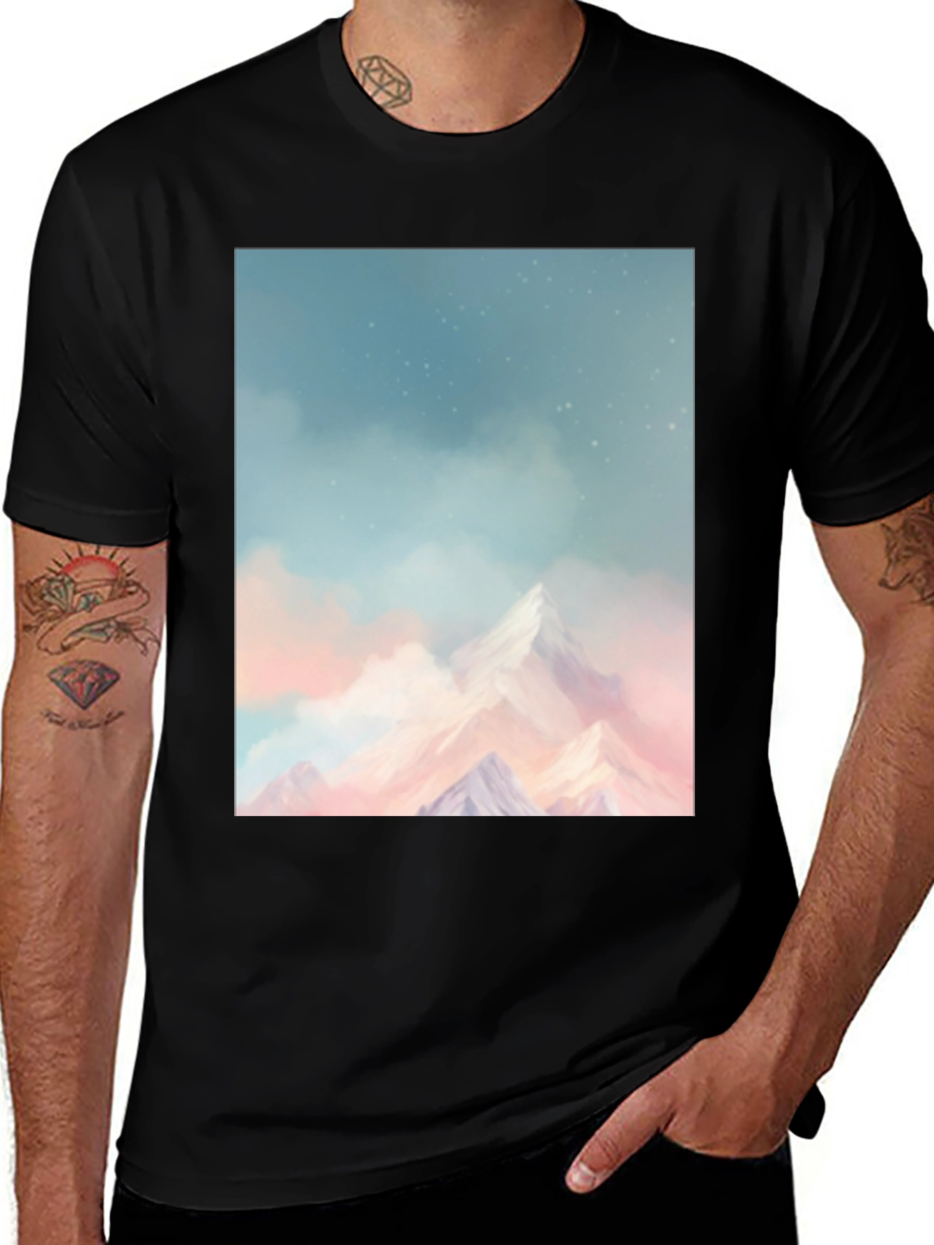 Mountain Dreamscape Graphic Tee - Black