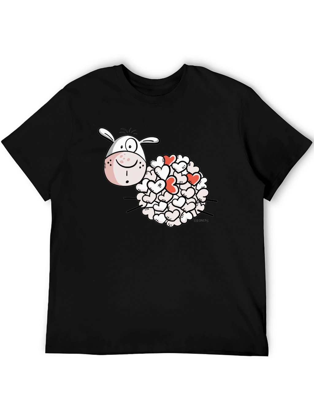 Heart Sheep Black T-Shirt Novelty Graphic Tee
