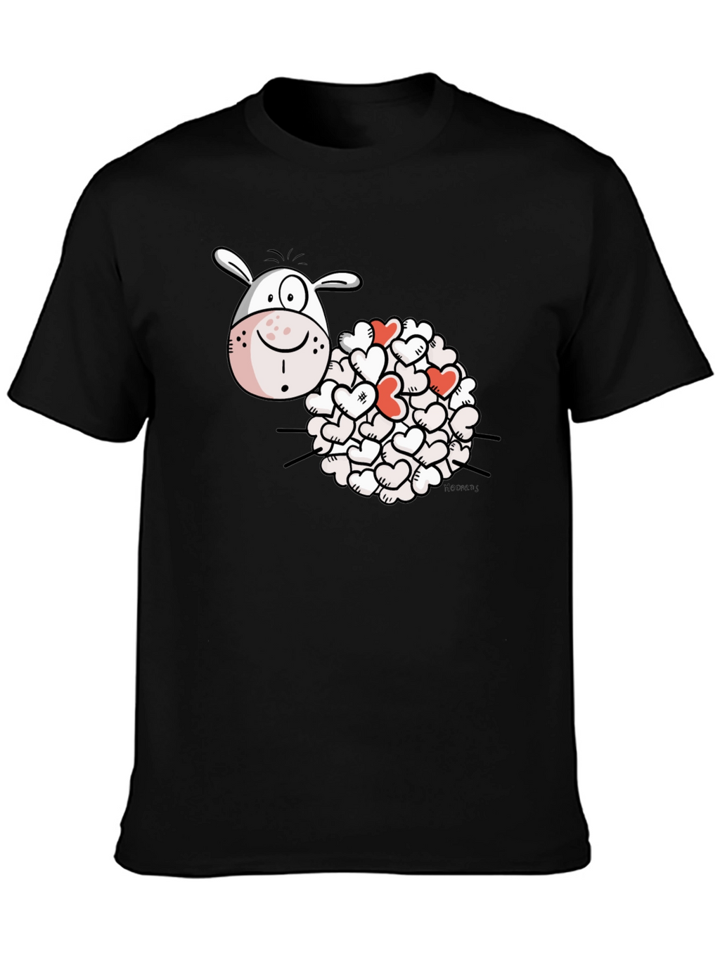 Heart Sheep Black T-Shirt Novelty Graphic Tee