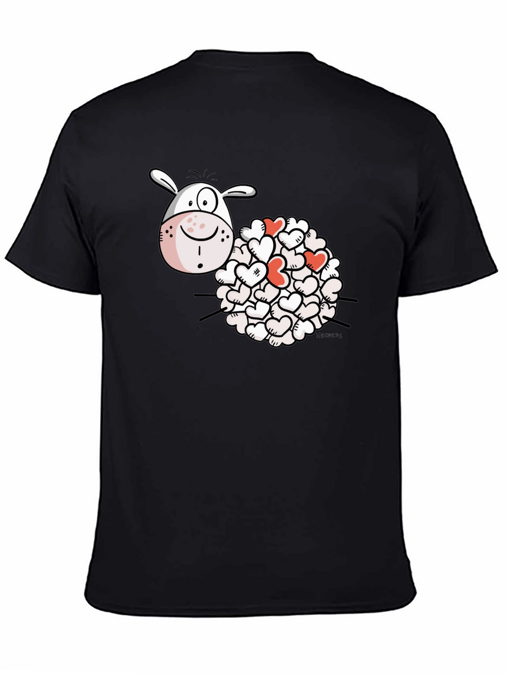 Heart Sheep Black T-Shirt Novelty Graphic Tee