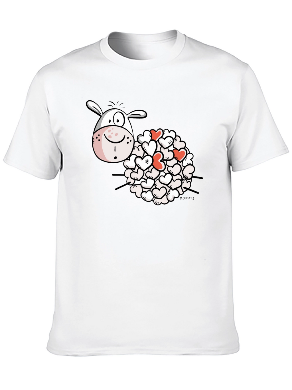 Heart Sheep Black T-Shirt Novelty Graphic Tee