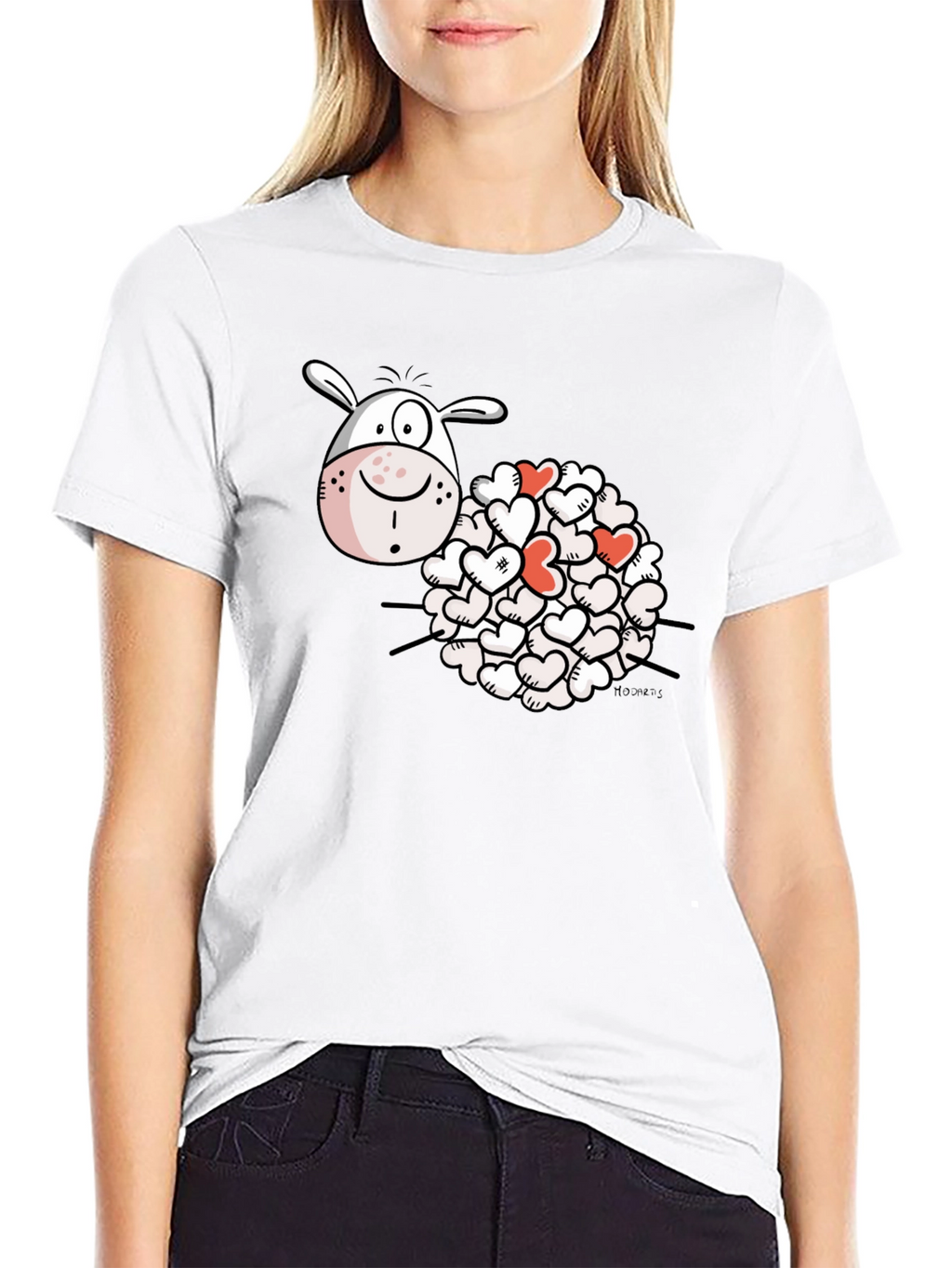 Heart Sheep Black T-Shirt Novelty Graphic Tee