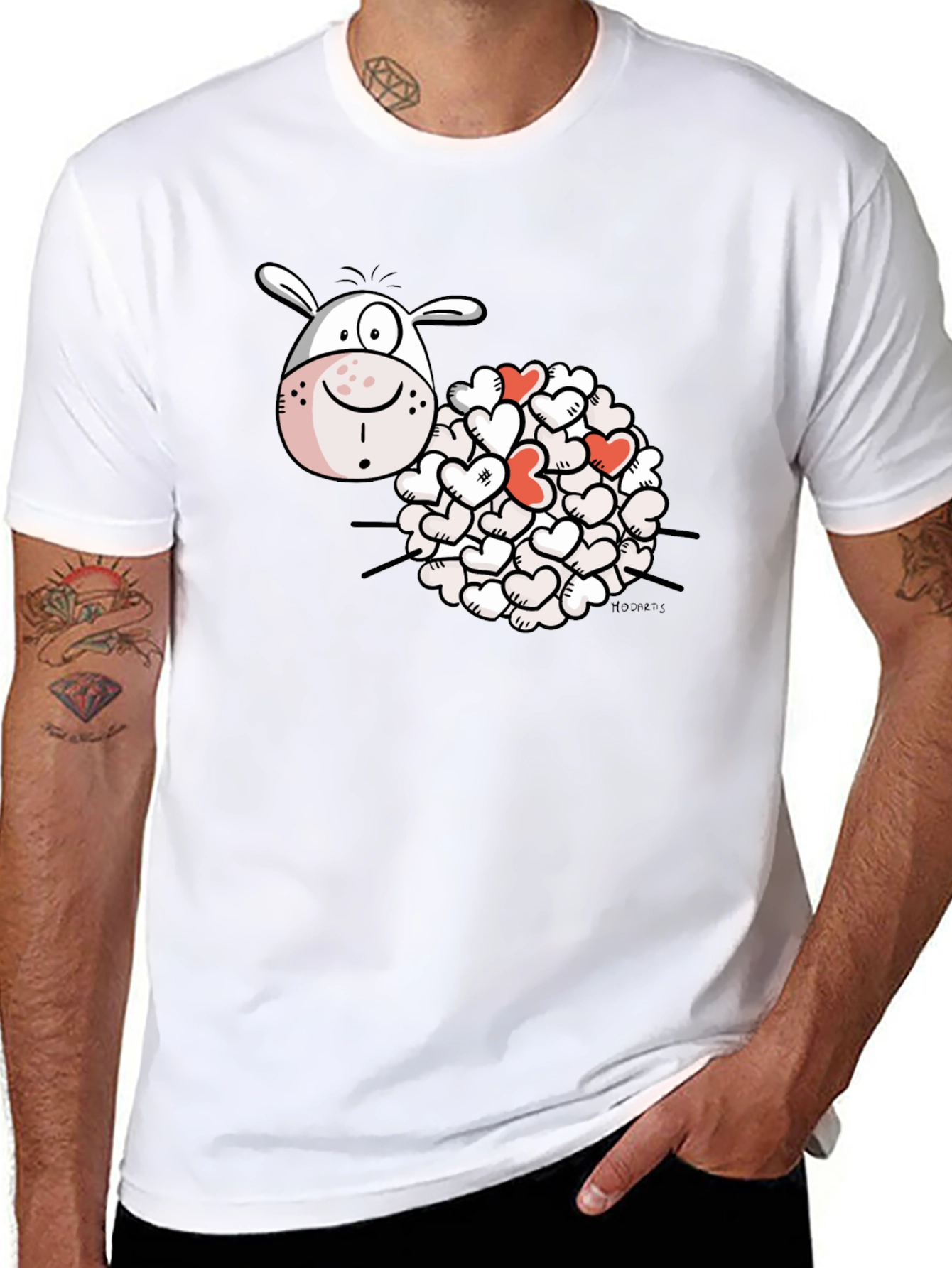 Heart Sheep Black T-Shirt Novelty Graphic Tee