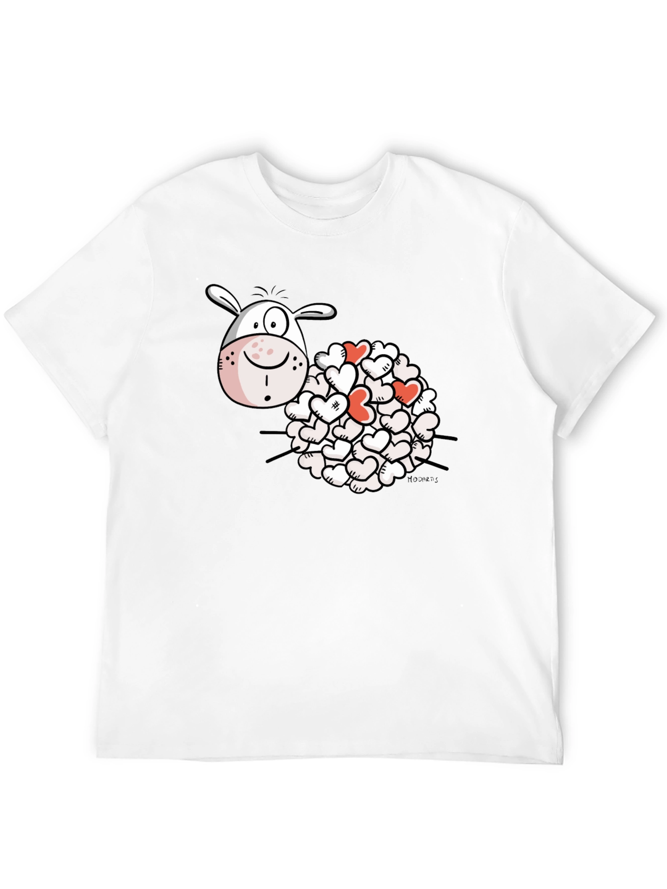 Heart Sheep Black T-Shirt Novelty Graphic Tee