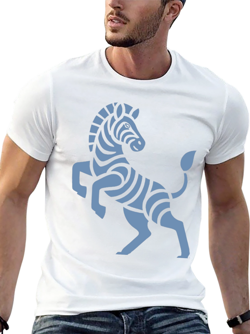 Stylish Black T-Shirt with Zebra Graphic