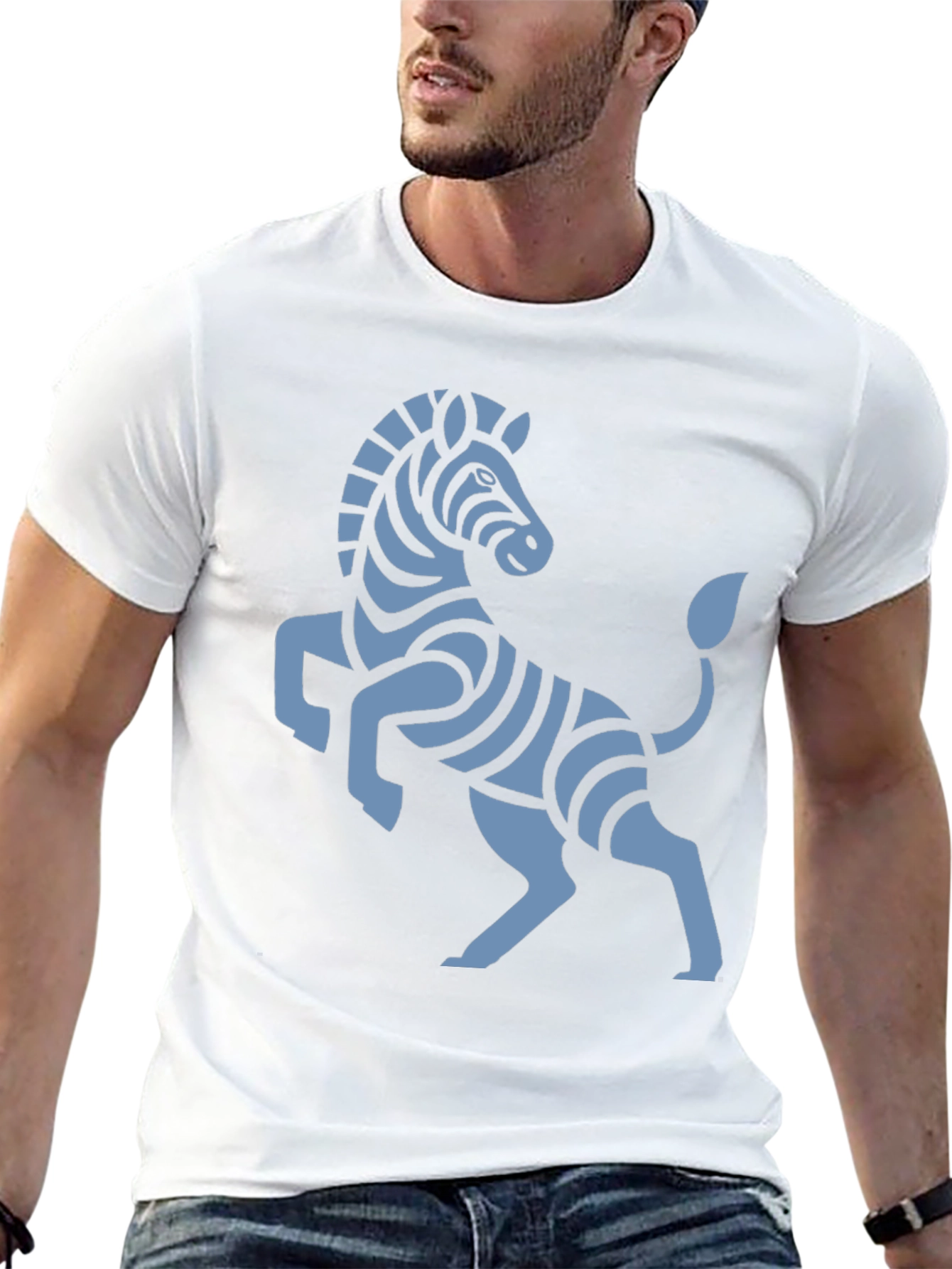 Stylish Black T-Shirt with Zebra Graphic