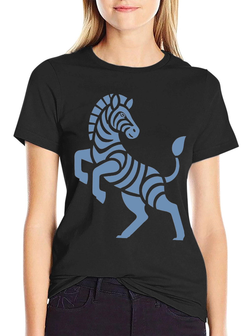 Stylish Black T-Shirt with Zebra Graphic